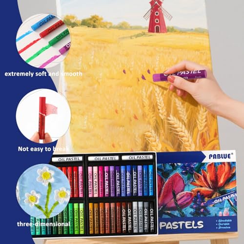 Oil Pastels 48 Colors with Extra 4 White, Soft Crayons, Art Supplies | Soft Oil Pastels, Creamy Texture for Smooth Drawing, Blending, Layering, Shading, Gift for Artists, Hobbyists and Beginners