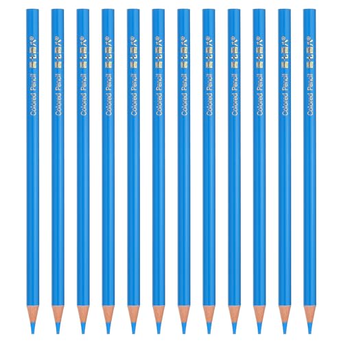 PATIKIL Sky Blue Colored Pencils Set,12 Pcs Oil Color Pencils Wooden Coloring Drawing Pencil for Artists Art Painting - color: Sky Blue