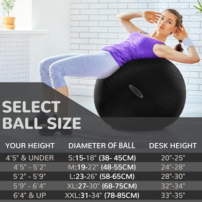 Fitvids Anti-Burst and Slip Resistant Exercise Ball Yoga Ball Fitness Ball Birthing Ball with Quick Pump - color: Black, size: S(15-18in/38-45cm)