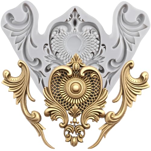 Baroque Scroll Relief Polymer Clay Molds Baroque Silicone Mold | Epoxy Resin Casting DIY Crafts Air Dry Polymer Crafts Supplies Clay Tools - color: Style J