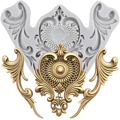 Baroque Scroll Relief Polymer Clay Molds Baroque Silicone Mold | Epoxy Resin Casting DIY Crafts Air Dry Polymer Crafts Supplies Clay Tools - color: Style J