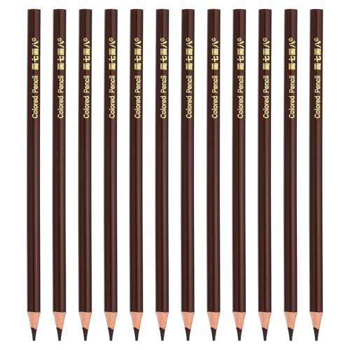 PATIKIL Coffee Colored Pencils Set,12 Pcs Oil Color Pencils Wooden Coloring Drawing Pencil for Artists Art Painting - color: Coffee