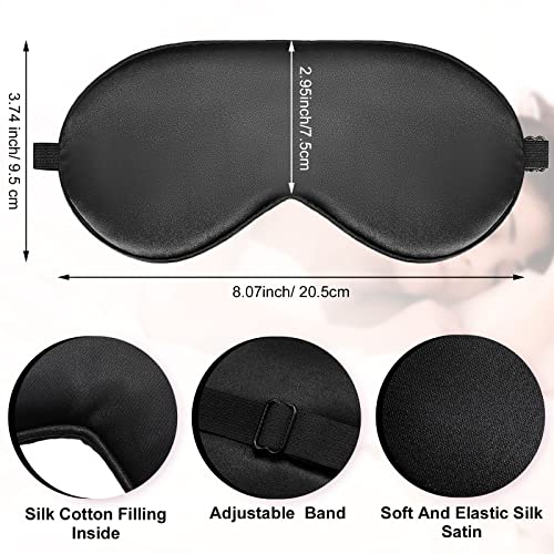 20 Pieces Silk Sleep Mask Eye Mask with Adjustable Strap Sleeping Cover Eye Cover Blindfold for Women Men Sleeping Travel(Black) - color: Black