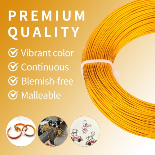 18 Gauge Aluminum Craft Wire, 164FT 1mm Bendable Metal Wire for Jewelry Making, Wreath Making, Beading(Yellow) - color: Yellow
