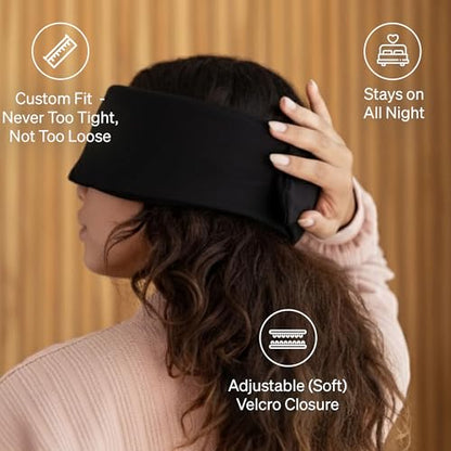 Baloo Silk Weighted Sleep Mask, Black, Eye Mask with Amethyst Crystal - color: Black With Amethyst Crystal