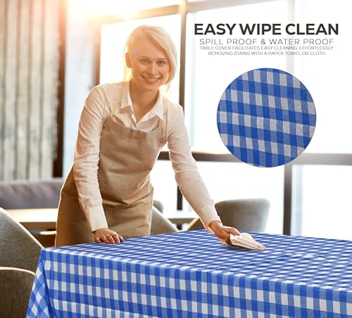 Utopia Kitchen Plastic Table Cloth Disposable [Blue Check, 12 Pack] | Rectangle Tablecloth Waterproof Stain Resistant Party Table Cover - color: Blue Check, size: 54X108 Inch - 12PC