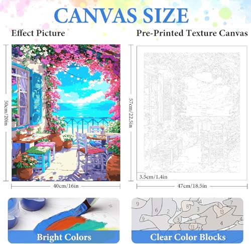 ZRIZQ Paint by Numbers Kit for Adults Beginner,Flowers Home,16x20 | Full set with wooden brushes,rolled canvas,rich paints.Calming activity.Beginner friendly.Just open and paint. - color: 16"X20"Rolled Canvas(Frameless)-Landscape 6