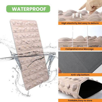 Smartrang High Elasticity Acupressure Mat, Foldable Particle Foot Massager, Pressure Point Pad for Relieve Foot Pain, Fasciitis - color: Khaki