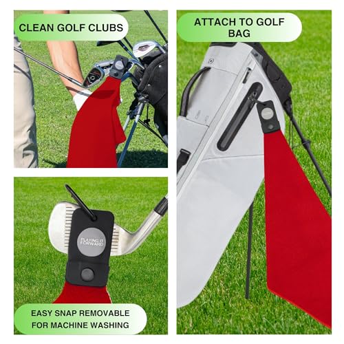Magnetic Golf Towels for Golf Bags with Clip & Ultra Strong Magnet - Waffle Weave Microfiber Towel for Secure Hold on Bags & Carts - Ideal Club Cleaner & Accessories - Red - color: Red