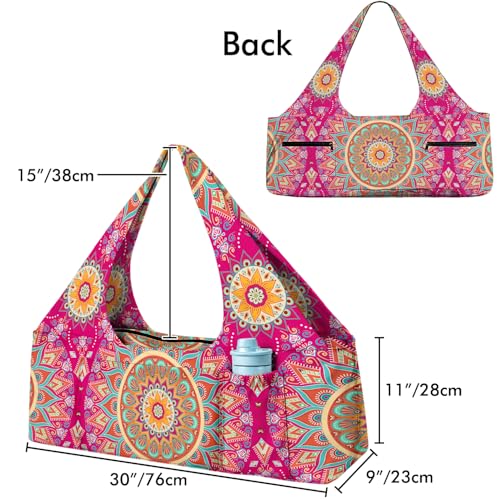 Yoga Mat Bag Large Yoga Bag and Carrier with Strap Zipper and Pockets Fits All Your Stuff Yoga Tote Pilates Bags for Women Fit Most Size Mats - color: Pink