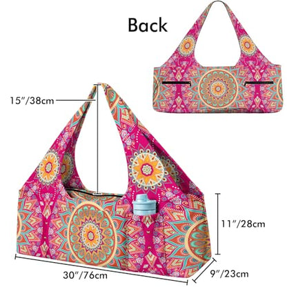 Yoga Mat Bag Large Yoga Bag and Carrier with Strap Zipper and Pockets Fits All Your Stuff Yoga Tote Pilates Bags for Women Fit Most Size Mats - color: Pink