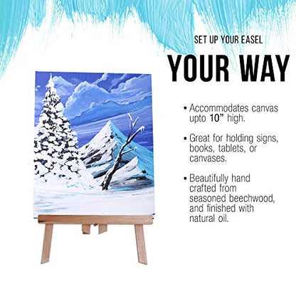 U.S. Art Supply 11" Small Tabletop Display Easel - Beechwood Artist A-Frame Display Stand, Wooden Easel for Painting, Canvas Stand, (Pack of 1) Classrooms Events Photo Picture Sign Holder