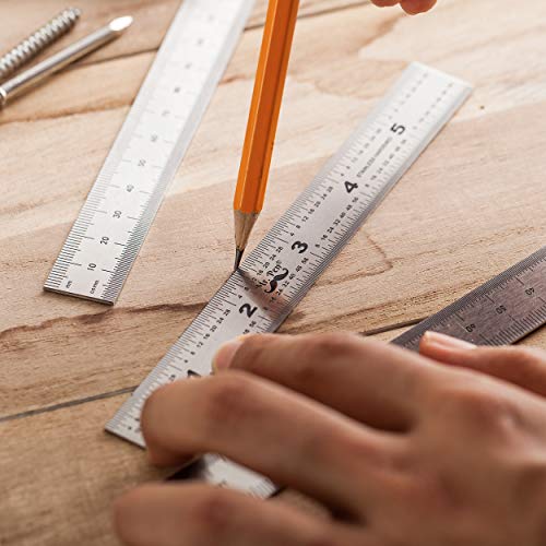 Mr. Pen- Machinist Ruler, 3 Pack, 6 Inch, Stainless Steel Metric & Imperial | Precision Measuring Tool, 1/64, 1/32 Graduation for Engineering, Carpentry, Drafting, Office, School - style: 6 inch, 3 Pack