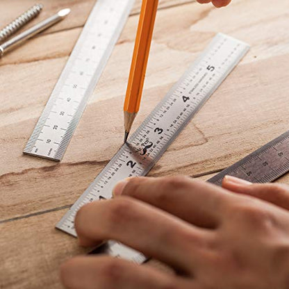 Mr. Pen- Machinist Ruler, 3 Pack, 6 Inch, Stainless Steel Metric & Imperial | Precision Measuring Tool, 1/64, 1/32 Graduation for Engineering, Carpentry, Drafting, Office, School - style: 6 inch, 3 Pack