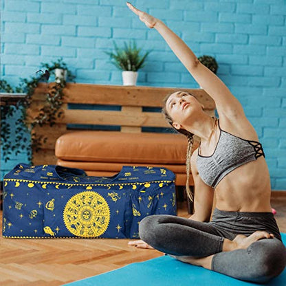 Yoga Mat Bag - Large Yoga Bag with Yoga Mat Strap, Zipper and Pockets - Yoga Bags and Carriers Fits All Your Stuff - Personalized Yoga Mat Bags for Women Fits Most Size Mats - color: Astrology