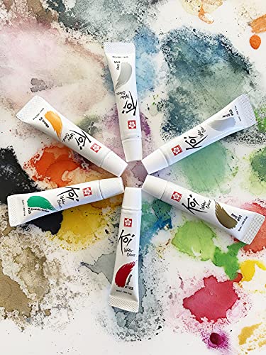 SAKURA Koi Water Color Paint, 5ml Tubes, 24 Colors XMW5L-24SET | Fine Quality Watercolor Paint Set, Even Pigment Spread, Quick Drying, Performance Blending, Certified Non-Toxic - color: 24 Colors, size: 4.06 Fl Oz (Pack of 1)