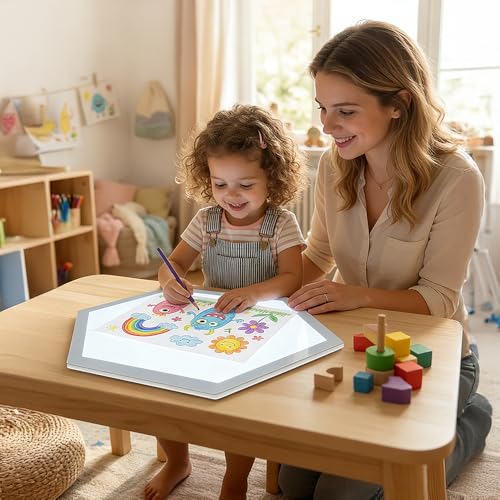 IMAGE Tracing Light Box for Kids, 17.2x14.9 LED Drawing Board | Educational STEM toy, 3 adjustable brightness, ideal for early learning & art projects ﻿ (Building Blocks Not Include)