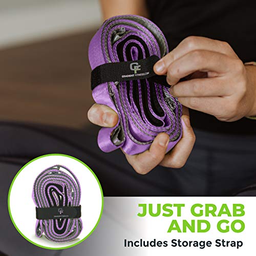 Gradient Fitness Stretching Strap for Physical Therapy, 12 Multi-Loop Stretch Strap 1" W x 8' L, Neoprene Handles, Physical Therapy Equipment, Yoga Straps for Stretching, Leg Stretcher. - color: Purple/Grey