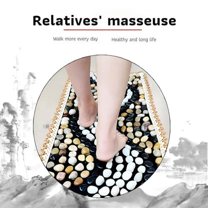 Acupressure Mat for Feet, Reflexology Foot Massager Pad with Pebbles | Natural cobblestone foot massager mat with flexible base & lace border. Stimulates acupoints for pain relief & relaxation - color: Pebble-boulevard