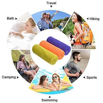 SINLAND Microfiber Gym Towels, Workout Sweat Towel 16x32In - color: Grape+pumpkin+chartreuse