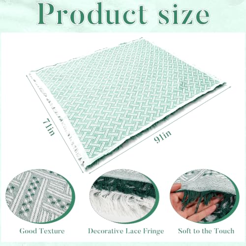 91'' x 71''Extra Large Outdoor Boho Picnic Blanket,Woven Cotton Yarn Blanket with Fringe for Boho Decor Camping Lawn Wedding Photoshoot Beach Park Grass (Green) - color: Green