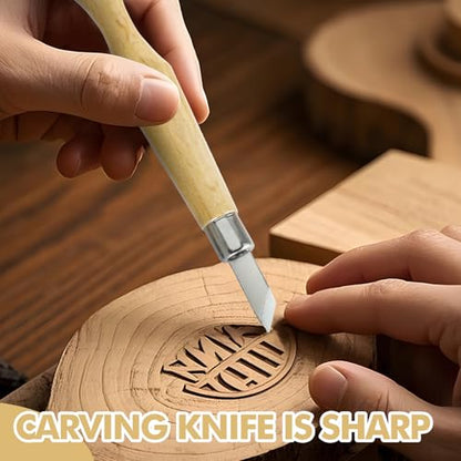6-Piece Wood Carving Tools Set, Linoleum and Lino Cutting Tools with V-Shaped Chisels, Professional Woodcut and Stamp Carving Kit for Printmaking, 4.5mm 5.8mm 6.8mm 7.2mm
