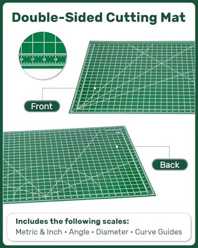 Self Healing Cutting Mat, 23" x 35", Large Double-Sided Rotary Cutting Mat for Sewing, Quilting, Scrapbooking, Fabric & Craft Cutting Board, (A1), Green - size: 35"L x 23"W