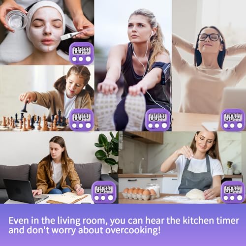 24 Pack Timers Magnetic Kitchen Timer Cooking Timers for Kitchen Digital Timer with Big Display Loud Ring Electronic Timer for Cooking, Classroom, Break Time(24, White,Green,Blue,Purple) - color: White,green,blue,purple