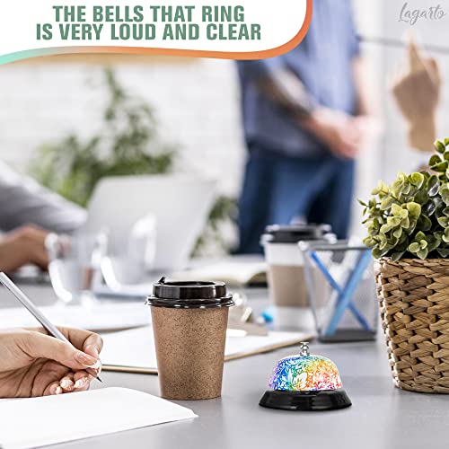 Floral Desk Bell for Teachers, 3.4 in, Stainless Steel, Clear Sound
