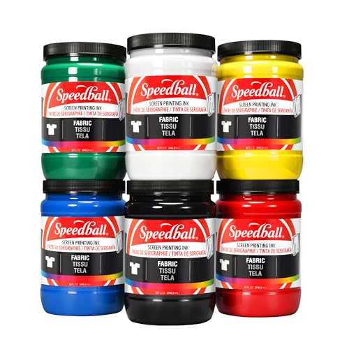 Speedball Fabric Screen Printing Ink Studio Set, 6-Colors, 32-Ounce for T-Shirt and Silkscreen Printmaking - color: Multi, size: 32 fl oz