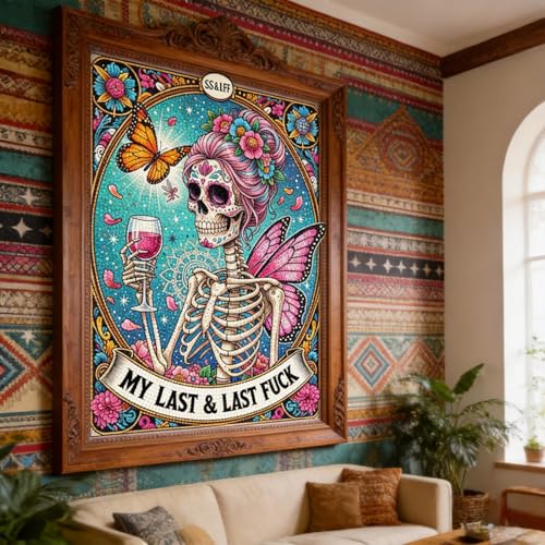 BYGFHLYW Diamond Painting Kits for Adults, Skull Tarot Diamond Art 12x16 in | 5D DIY Full Round Drill Crystal Gem Art Kit for Gothic Home Wall Decor - color: KM1091-1