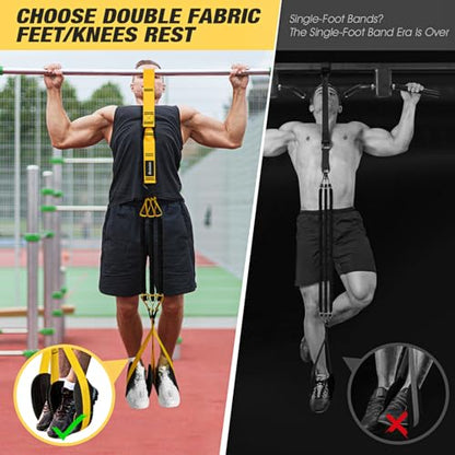 Ayombo Pull Up Assistance Bands, Resistance Bands for Pull Up Bar Workout, Adjustable Heavy Duty Pull Up Assist Equipment with 4 Assistance Bands, Home Gym Fitness Exercise Strength Training - color: Yellow