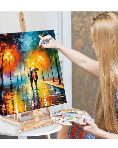 Blissroot Framed Paint by Numbers Kit for Adults Beginner&Kids Ages 8-12, 12x12inch Starry Night Paint by Numbers with Frame, Large Couple Under Umbrella Paint by Number Framed Canvas (Without Easel) - color: BR018F, size: 12"x12"