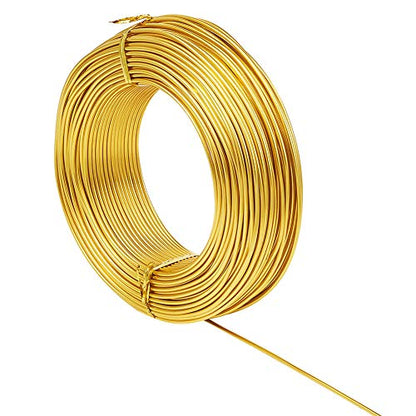114 Feet 10 Gauge Aluminum Wire Gold Bendable Metal Craft Wire for Beading Jewelry Craft Making (2.5mm) - color: Round-Gold, size: 2.5mm