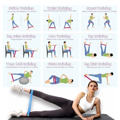 Resistance Loop Exercise Bands, Resistance Bands Exercise Bands for Home Fitness, Stretching, Strength Training, Physical Therapy,Elastic Workout Bands for Women Men Kids, Set of 5 - color: Blue