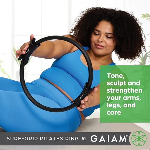 Gaiam Pilates Ring Fitness Circle, Toning Arms, Legs & Core - color: Sure-Grip Black, size: 15"