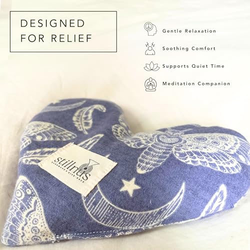 Stillnus Weighted Heart Eye Pillow with Organic Lavender & Flaxseed – Relaxation Gift for Women, Meditation Tool, Mindful Rest, Cooling Eye Mask, Wellness Self-Care Kit - style: Moth Study