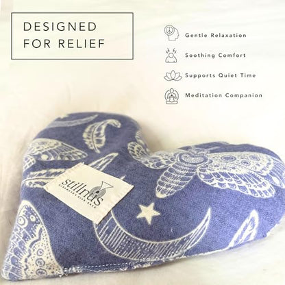 Stillnus Weighted Heart Eye Pillow with Organic Lavender & Flaxseed – Relaxation Gift for Women, Meditation Tool, Mindful Rest, Cooling Eye Mask, Wellness Self-Care Kit - style: Moth Study