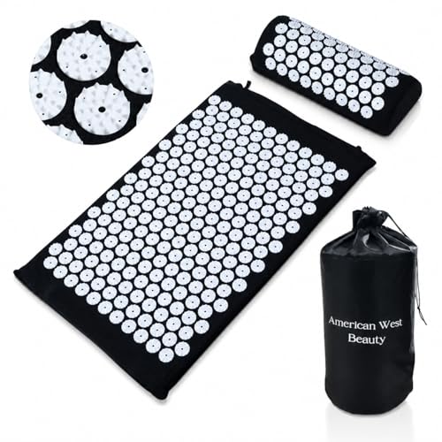 Acupressure Mat & Pillow Set with Carry Bag | Natural Back & Neck Relief | Full Body Acupuncture Massage Mat for Relaxation, Circulation & Better Sleep