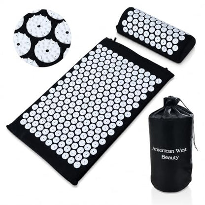 Acupressure Mat & Pillow Set with Carry Bag | Natural Back & Neck Relief | Full Body Acupuncture Massage Mat for Relaxation, Circulation & Better Sleep