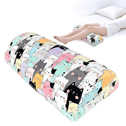 Knee Pillow for Back Sleeping – Half Moon Bolster Pillow for Under Knee While Sleeping Support, Leg & Back Pain Relief (21.5x9x5 Inches) - color: Pink