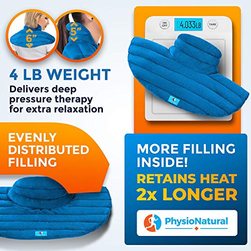 Weighted Neck and Shoulder Wrap - Instant Relief for Tension and Stress, Migraines, Headaches, Aches, Spasms - Deep, Penetrating Muscle Relaxation with Herbal Aromatherapy