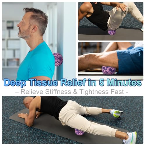 Deep Tissue Massage Ball for Exercise & Recovery - SGS Certification - Targets Back, Shoulder, Legs&Feet - Relieves Muscle Knots, Joint Pain&Tightness, Pressure Point Therapy- Myofascial Release Ball - color: Pink&purple, size: 1-Pack | 5.1-inch