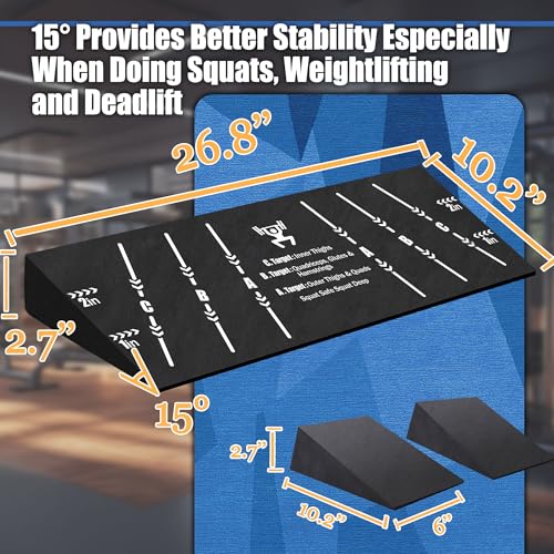 Squat Wedge Block One Piece: Heel Elevated Slant Board for Squats Weightliting Home Gym Squat Wedge - size: 2Pcs: Large