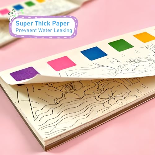 Pocket Watercolor Painting Book, 12-Page Travel Set for Kids 5+ Years, Art Craft Gift for Boys and Girls, Birthday and Christmas Party (Dinosaur Paradise) - color: Dinosaur Paradise