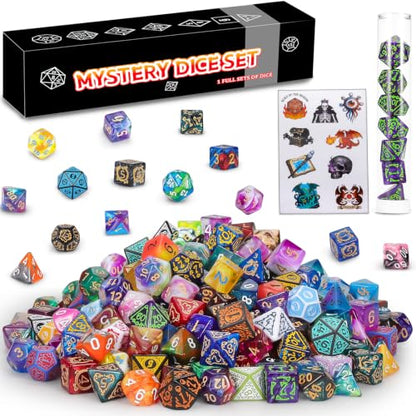 Mystery Dice Box - 7PCS DND Dice Set, Random Dice Patterns, 1Surprise Boxes, Polyhedral Dice with Dice Display Tube, D&D Gifts Box for Dungeons and Dragons, RPG, MTG,Role Playing Table Game - style: 1 box Mystery Dice