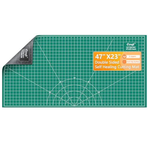 23"x47" Large Self Healing Non-Slip Cutting Mat, Double Sided 5-Ply Black Green Mat for Quilting, Sewing, Fabric, Crafts and Scrapbooking