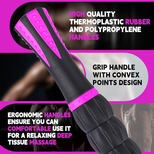 Muscle Roller Stick for Athletes, Massage Roller Stick, Lymphatic Drainage and Liposuction Massage Roller, Relieves Muscle Soreness, Trigger Points, for Physical Therapy and Recovery (Purple & Black) - color: Purple & Black