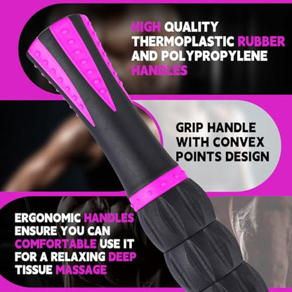 Muscle Roller Stick for Athletes, Massage Roller Stick, Lymphatic Drainage and Liposuction Massage Roller, Relieves Muscle Soreness, Trigger Points, for Physical Therapy and Recovery (Purple & Black) - color: Purple & Black