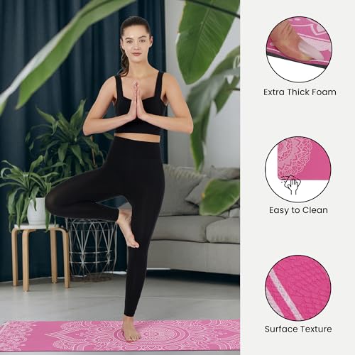 SINT Yoga Mat - Premium 6mm Print Reversible Extra Thick and Large Non Slip Exercise & Fitness Mat for All Types of Yoga, Pilates & Floor Workouts (72" x 24" x 6mm Thick) - color: Tranquil Tusk